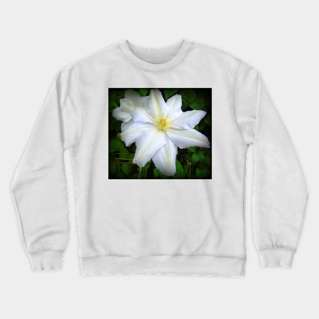 White Clematis Crewneck Sweatshirt by MAMMAJAMMA